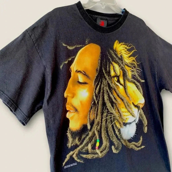 Bob Marley 2007 Lion Head Zion Rootswear Short Sleeve Tee Shirt Size 1X Black - Picture 3 of 12